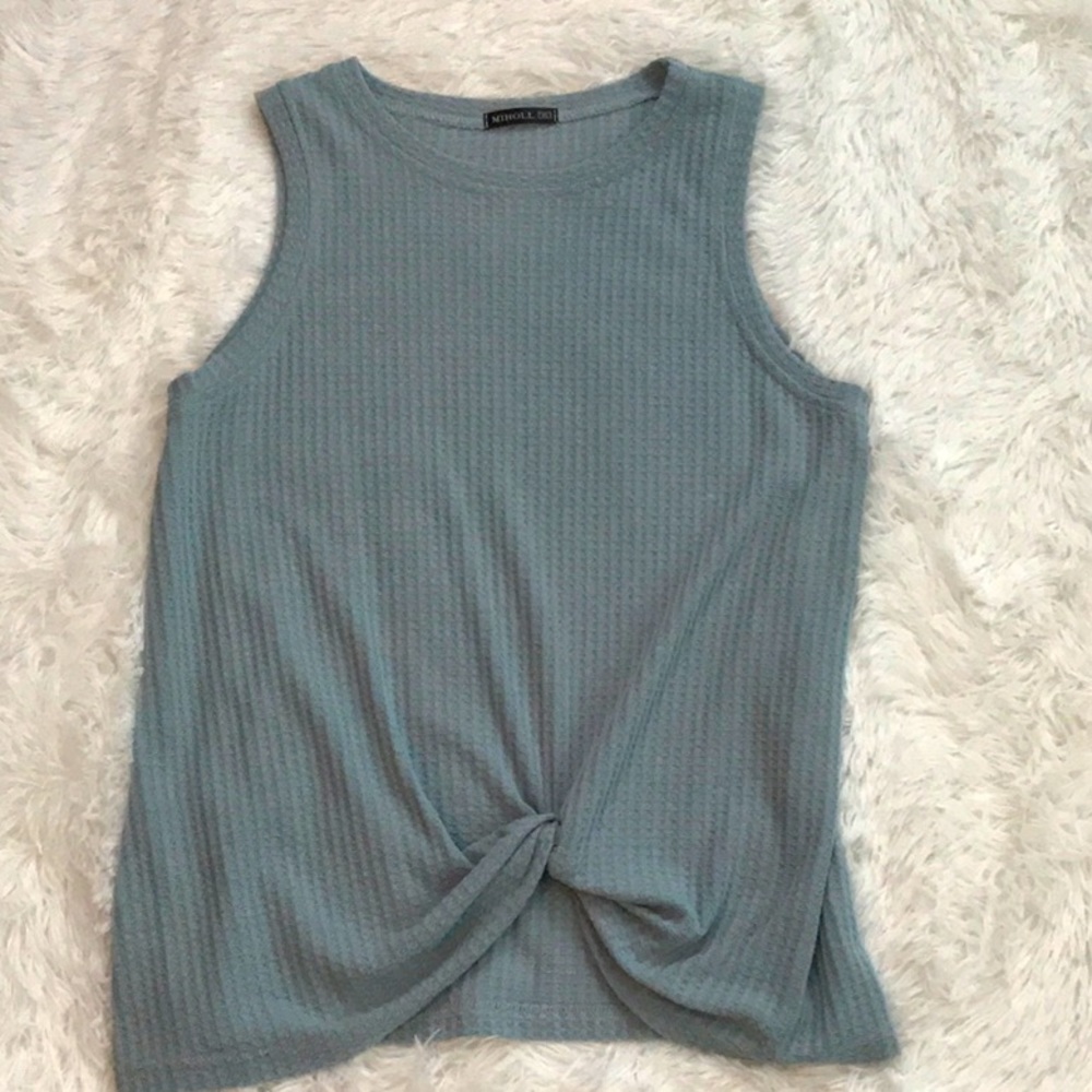 WAFFLE TANK WITH KNOT TIE SZ XL